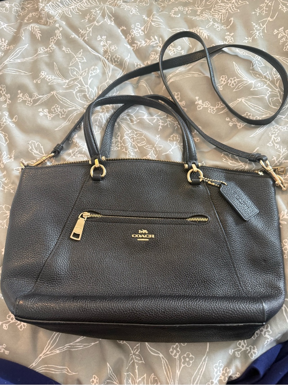 Coach Prairie Satchel in Black Polished Pebble Leather with gold hardware